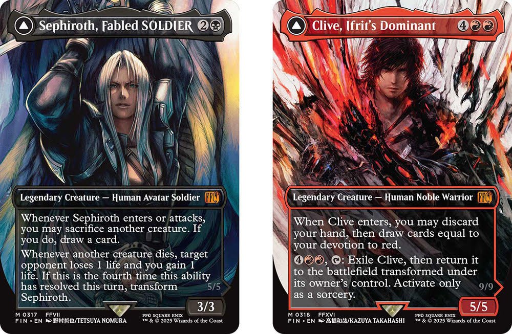 Cartas de Sephiroth y Clive Final Fantasy